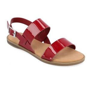 Red Patent Ankle Strap Sandals Women's Open Toe Casual Summer Shoes